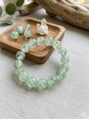 100% Genuine Green Feather Fluorite BracelwtBead  - Jewelry